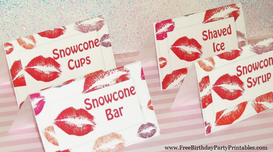 Lipstick Kiss Birthday Party Printables